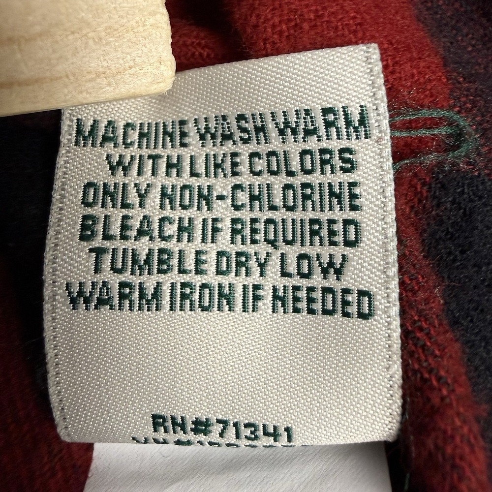 LL BEAN Scotch Plaid Flannel Shirt Women's Large Red Black Buffalo Check Relaxed - Picture 9 of 11